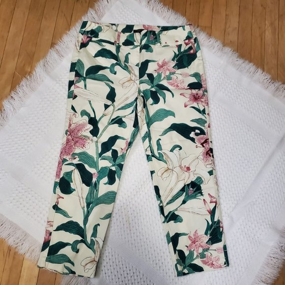 Ann Taylor Cropped Leg Pants Floral - Picture 1 of 7